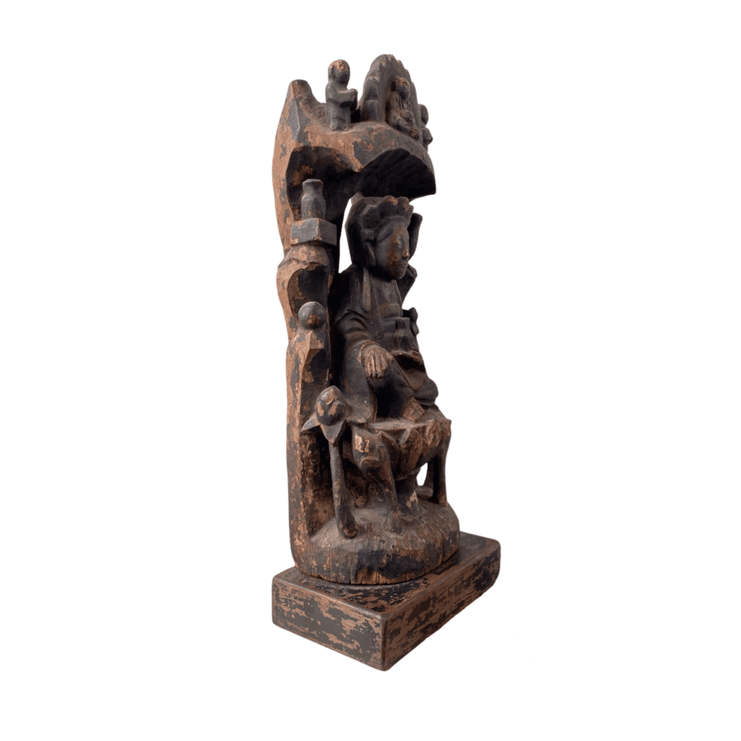 Antique chinese wooden statue of Guanyin