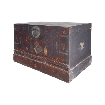 Chinese antique wooden chest with painting