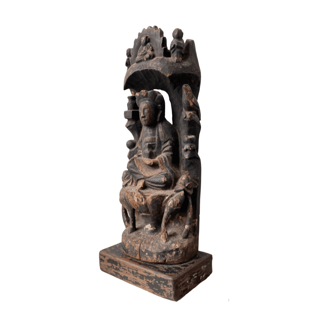 Antique chinese wooden statue of Guanyin