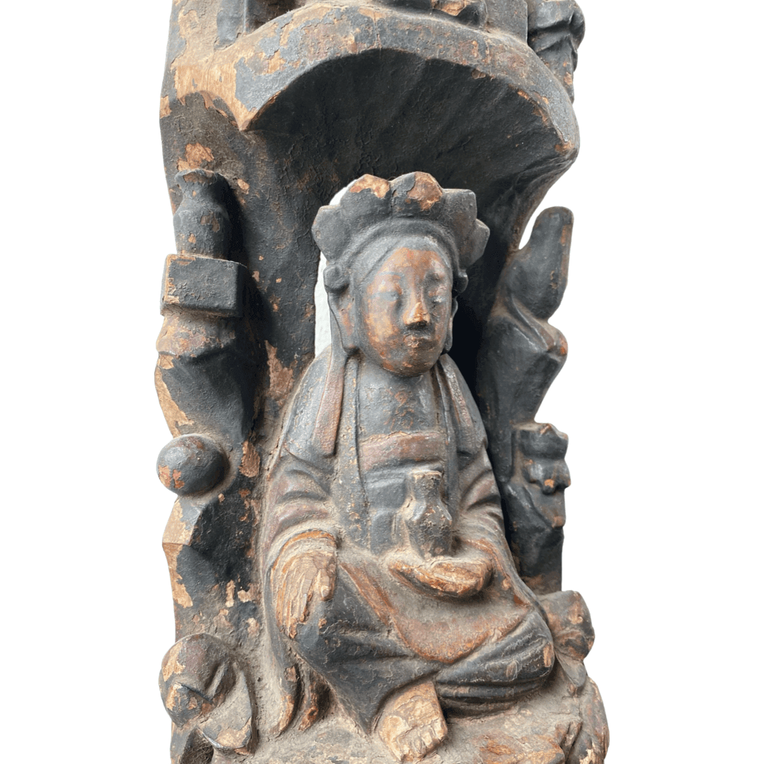 Antique chinese wooden statue of Guanyin