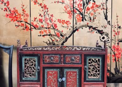 Chinese antique small carved dressing cabinet