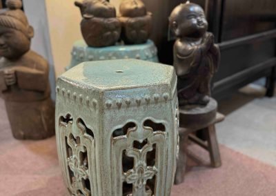 6-sided celadon green garden stool