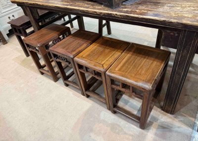 Chinese antique Elmwood rectangular stools from Shanghai