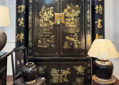 Chinese antique black lacquered Shanxi cabinet