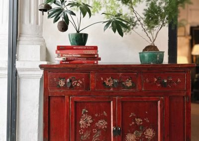 Chinese antique Gansu red painted cabinet