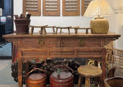 Chinese antique 3-drawer carved table