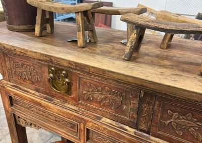 close up on the Chinese antique table top