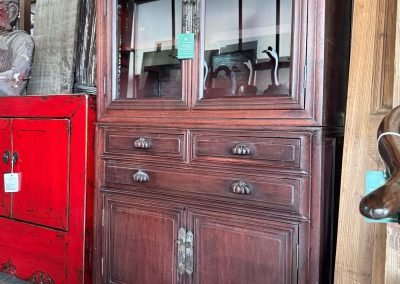 Chinese antique 2-tier Shanghai cabinet with glass doors