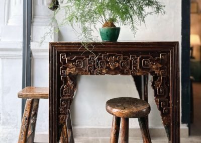 A chinese antique square carved table from Chaozhou, Teochew