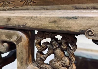 Close up of details on Chinese antique coffee table