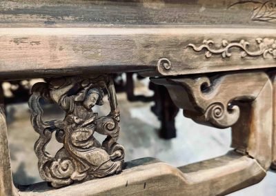 Close up of details on Chinese antique coffee table