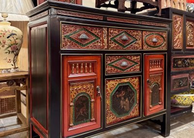 Chinese antique small Fujian cabinet with intricate fine carvings