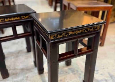 Chinese antique black & gold Teochew stools