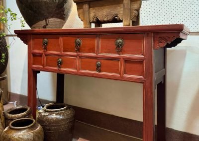 Chinese antique Zhejiang 5-drawer table with original handles