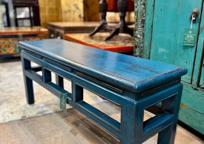 Chinese vintage Zhejiang bench in blue