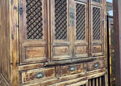 Chinese antique kitchen cabinet with carving