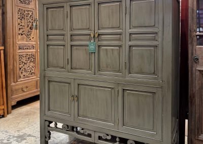 Chinese antique cabinet repainted to a distressed grey