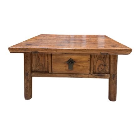 Low Elmwood Square Table with 1 Drawer