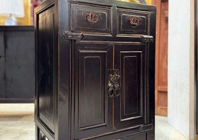Chinese antique small bedside cabinet in very dark brown