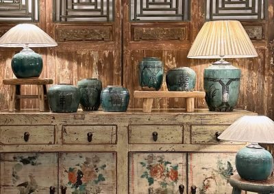 Chinese antique off-white painted sideboard from Gansu