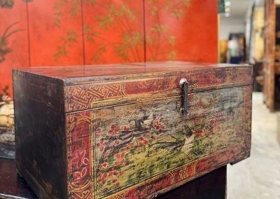 Chinese vintage chest with colourful painting