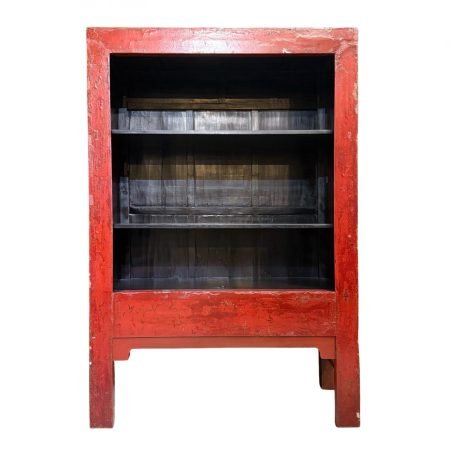 Antique Red Lacquer Open-shelf Cabinet