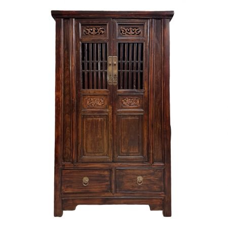 Wooden Medium Tapered Cabinet with Old Carved Doors