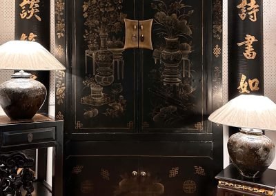 Black & Gold painted chinese large cabinet