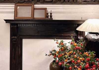 Chinese vintage teak wood Fireplace surround from Shanghai. This has a western design which is typical of Shanghai furniture during that era