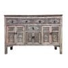 Chinese vintage furniture light brown Fujian sideboard with intricate carvings