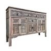 Chinese vintage furniture light brown Fujian sideboard with intricate carvings