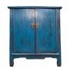 IMG_6706 Chinese vintage furniture blue small tapered cabinet with butterfly handles