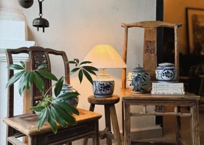 Chinese antique small chairs in light brown