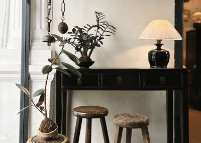 Chinese vintage black Shandong slim table with 3 drawers