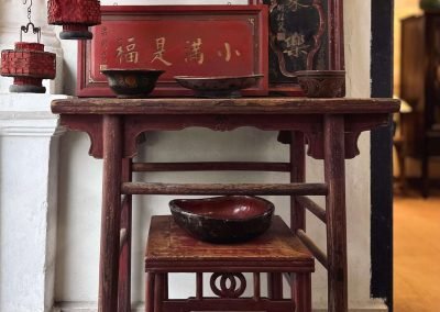 Chinese antique furniture, red wine table and square side table