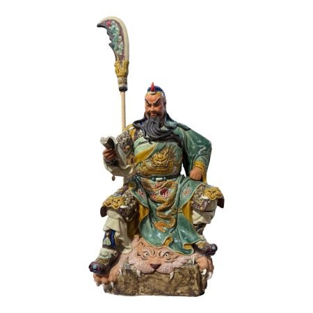 Colourful Porcelain Figurine of Guan Gong