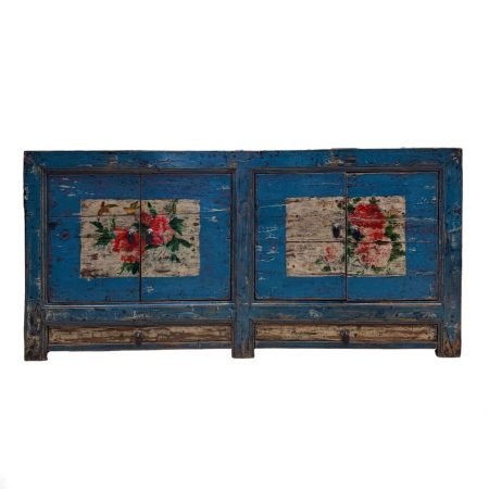 Vintage Gansu Blue Painted Sideboard