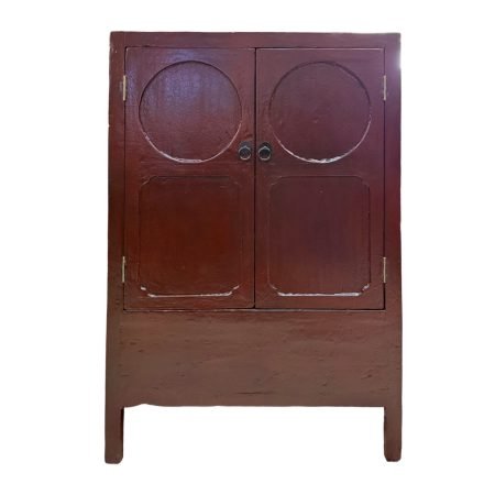 Deep Red Lacquer Cabinet with Painted Interior