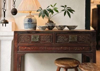 Chinese antique furniture, two drawer carved table