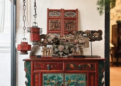 Chinese vintage furniture, colourful painted small cabinet from Gansu