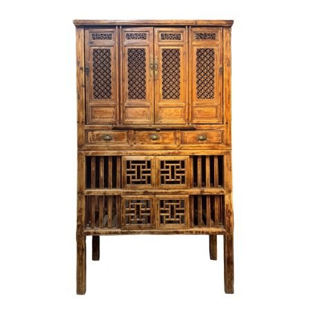 Tall Kitchen Cabinet with Coin Motif, from Zhejiang Province