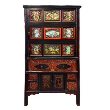 Fujian Shenhu Cabinet with Painted Glass