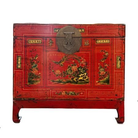 Wooden Red Shanxi Painted Chest