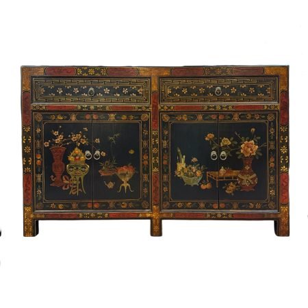 Wooden Mongolian-style Painted Sideboard