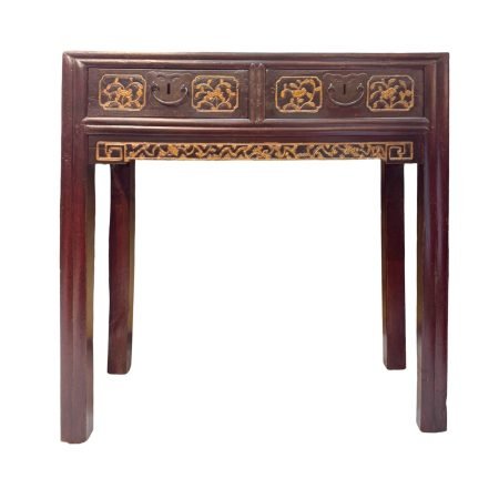 Wooden Two Drawer Carved Table