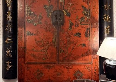 Chinese antique red & gold painted cabinet