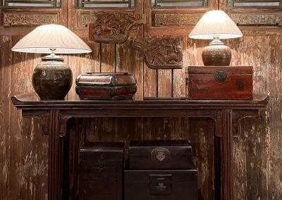Chinese antique console table and antique door panels