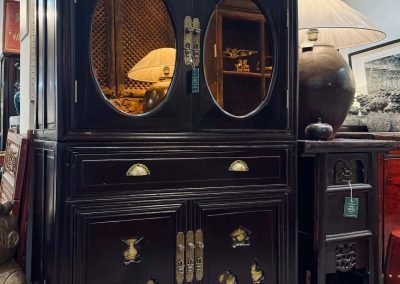 Chinese vintage 2-tier Shan ghai cabinet with mirrored doors