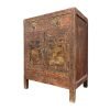 Antique Mongolian cabinet with original red and black lacquer and hand painted landscape panels