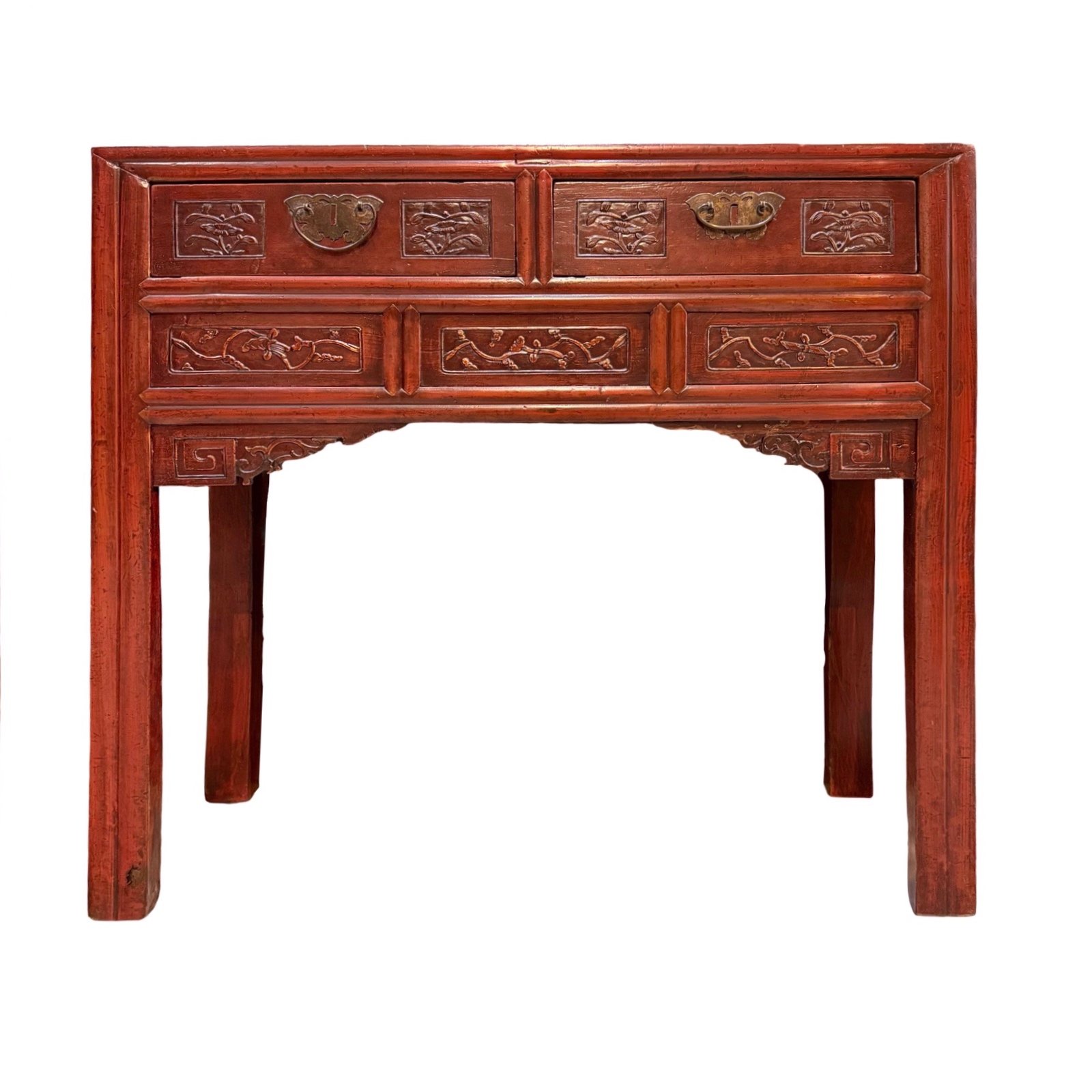 IMG_9805 Chinese antique red table with relief carvings
